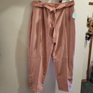 Ryegrass Pink Suede Belted Pants Womens 18 NWT Work Soft Comfortable Feminine